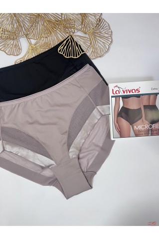 Високі трусики сліпи мікрофібра з мікросіточкою La Vivas 10211